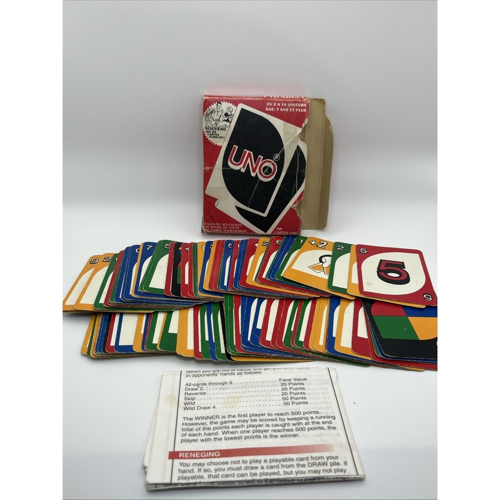 Vintage 1970s UNO Card Game Gay Distributing Canada International Games Complete